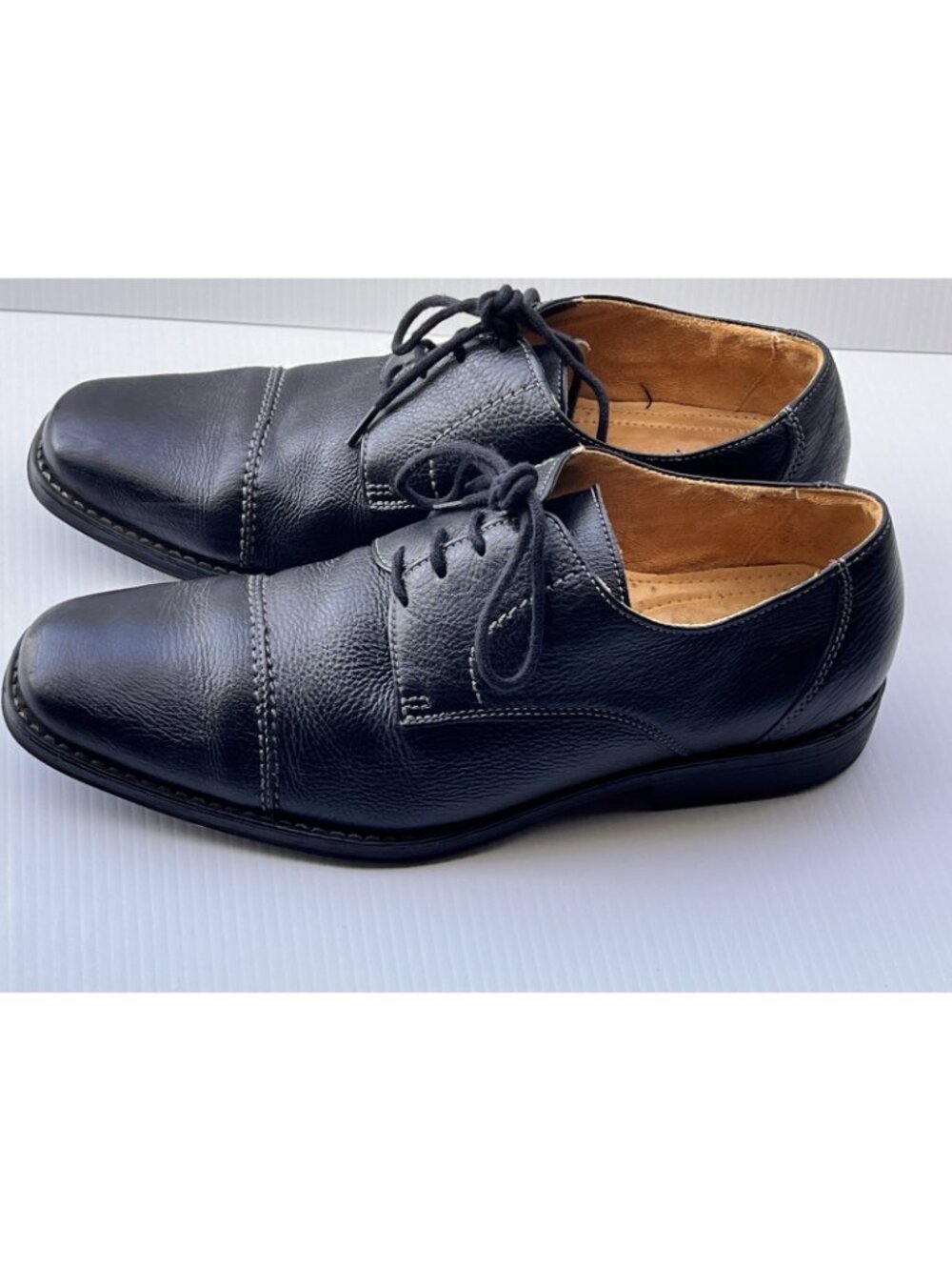 Sandro Moscoloni Mens 10.5 D Black Leather Cap Toe Derby Dress Shoes Brazil - Picture 7 of 14